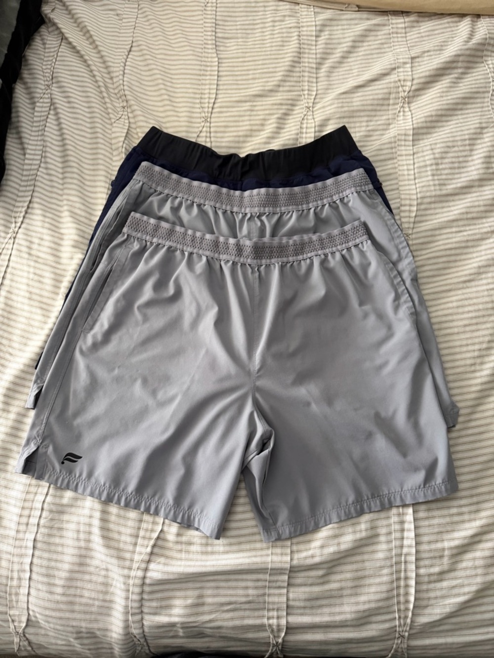 Men's fabletics Athletic Shorts bundle - Light Gray and navy